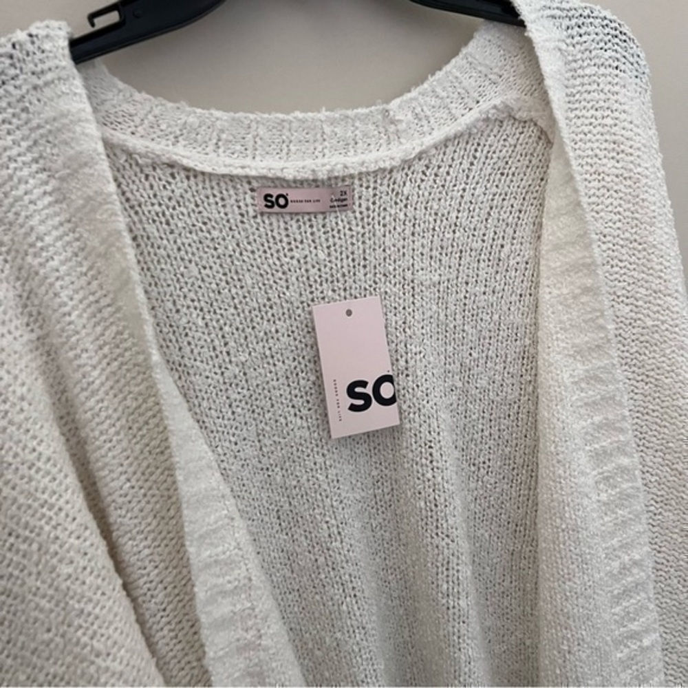 SO Women’s Plus Size Open Front Ivory Off White Sweater Cardigan - Picture 2 of 9